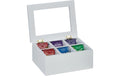 relaxdays Teebeutel-Box Bambus, 6 Fächer, Weiss