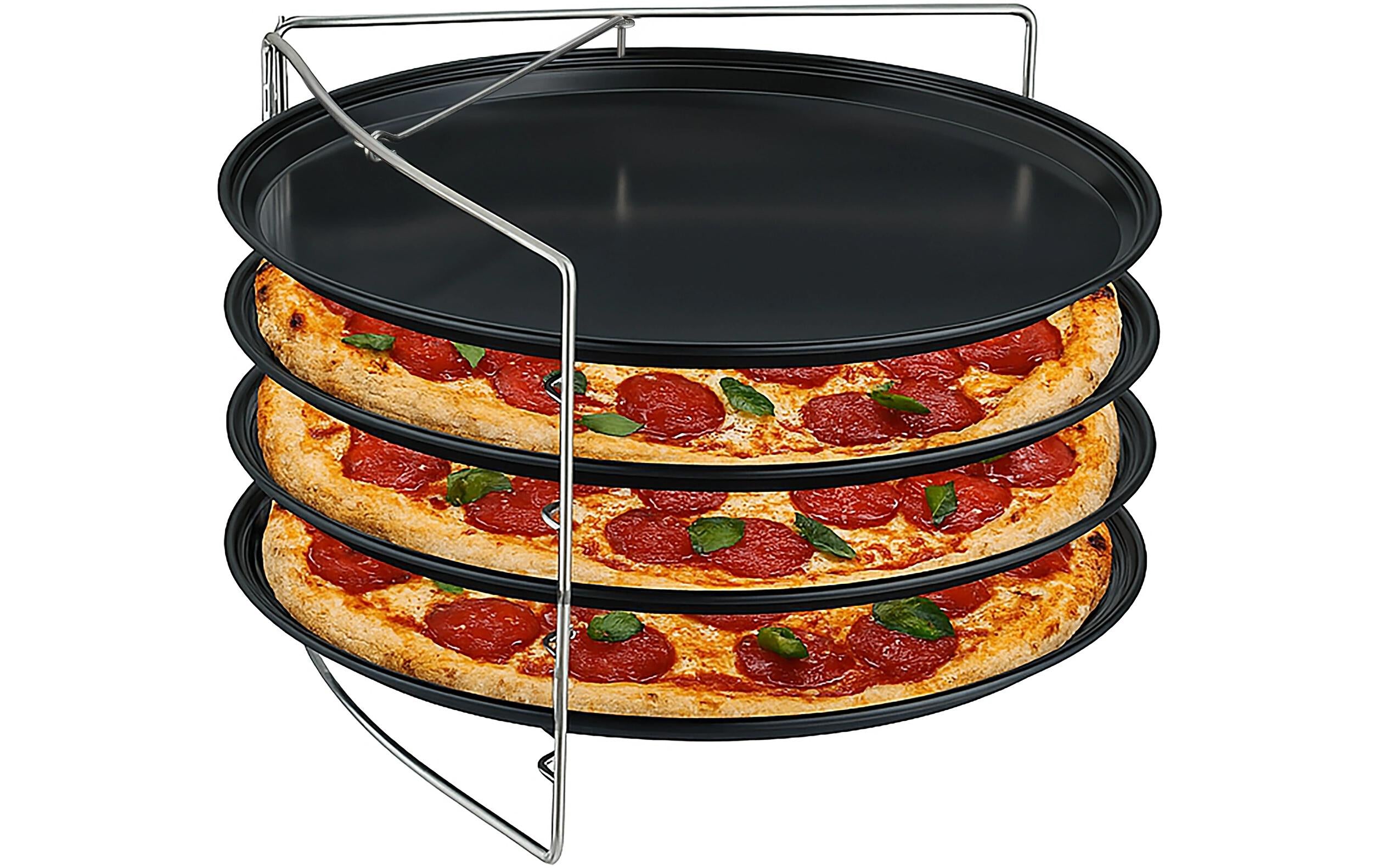 relaxdays Pizzablech 4er Set mit Gestell