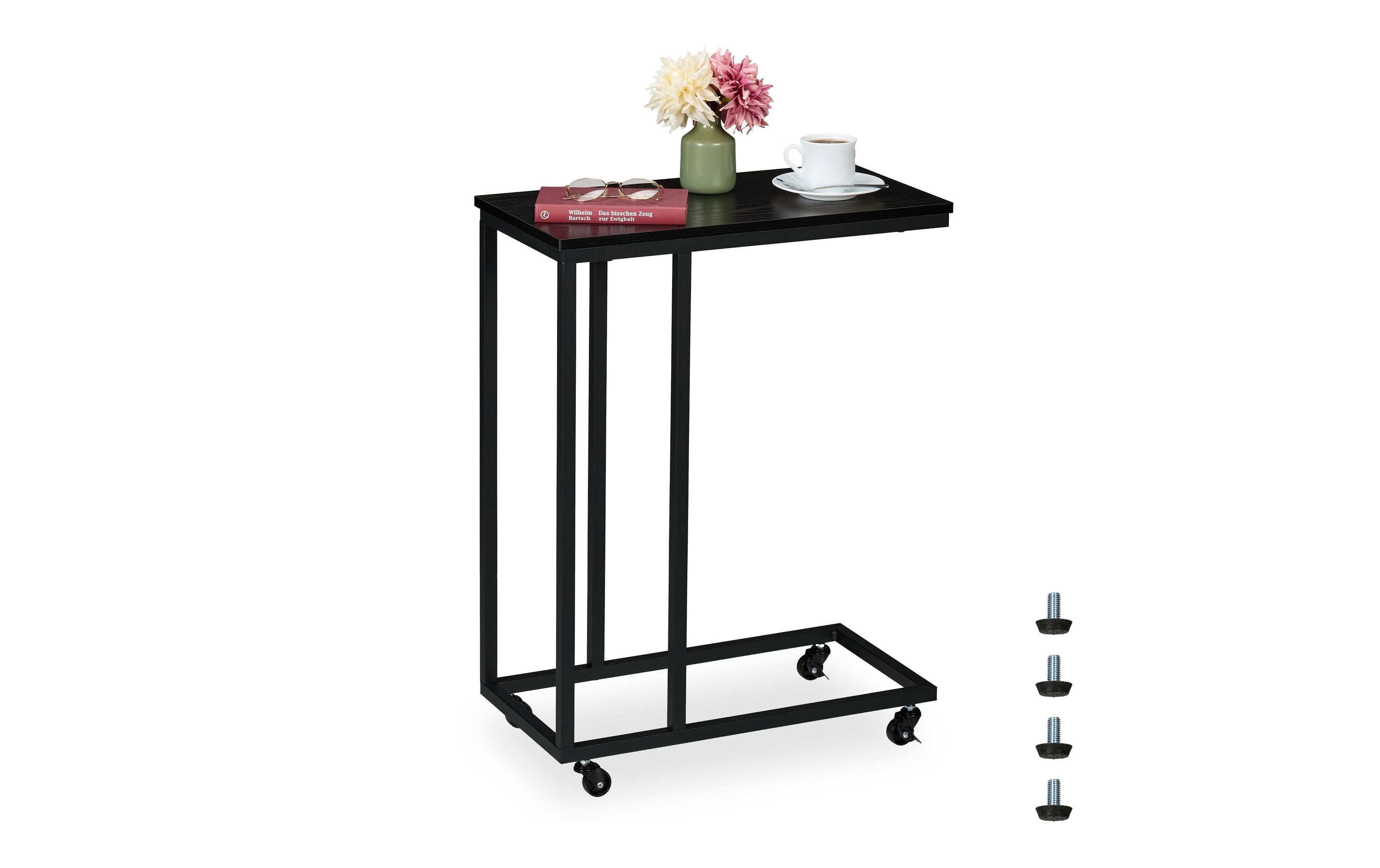 relaxdays Beistelltisch MDF, Schwarz
