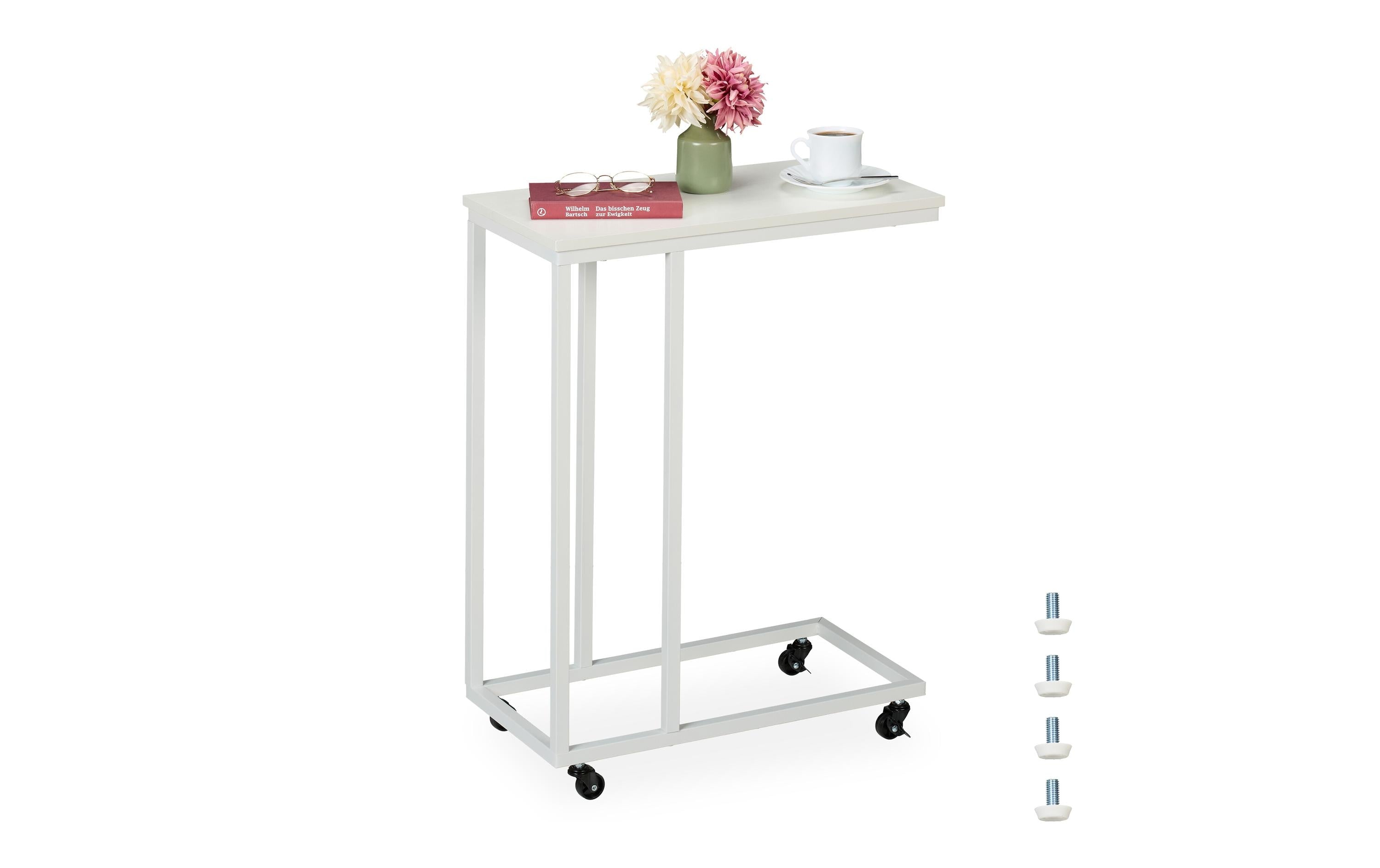 relaxdays Beistelltisch MDF, Weiss