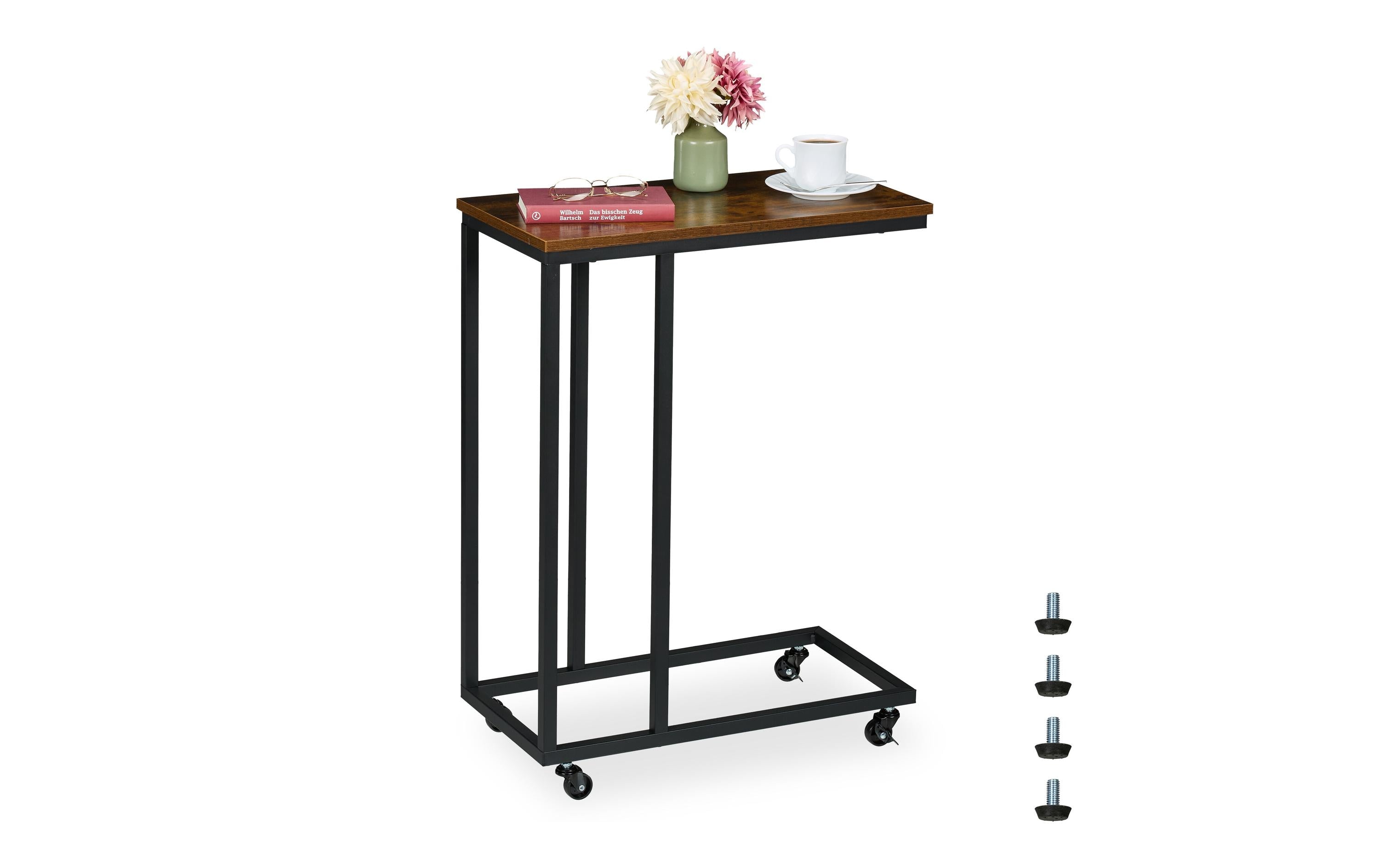 relaxdays Beistelltisch MDF, Braun/Schwarz