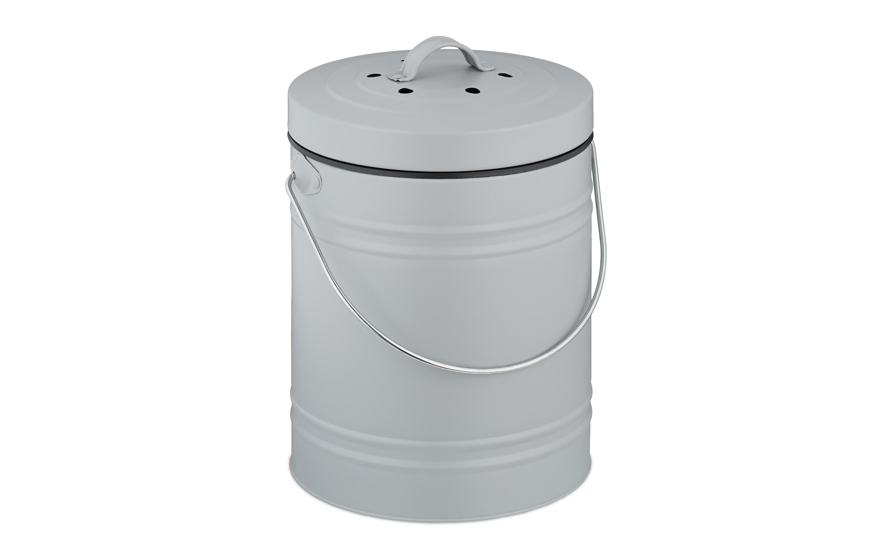 relaxdays Komposteimer mit Geruchsfilter 5 Liter, Silber