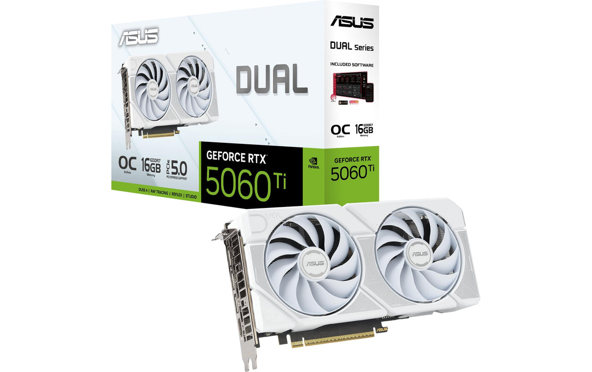 ASUS DUAL RTX5060TI O16G WHITE, GDDR7 GeForce RTX5060Ti, 3x DP, 1x HDMI