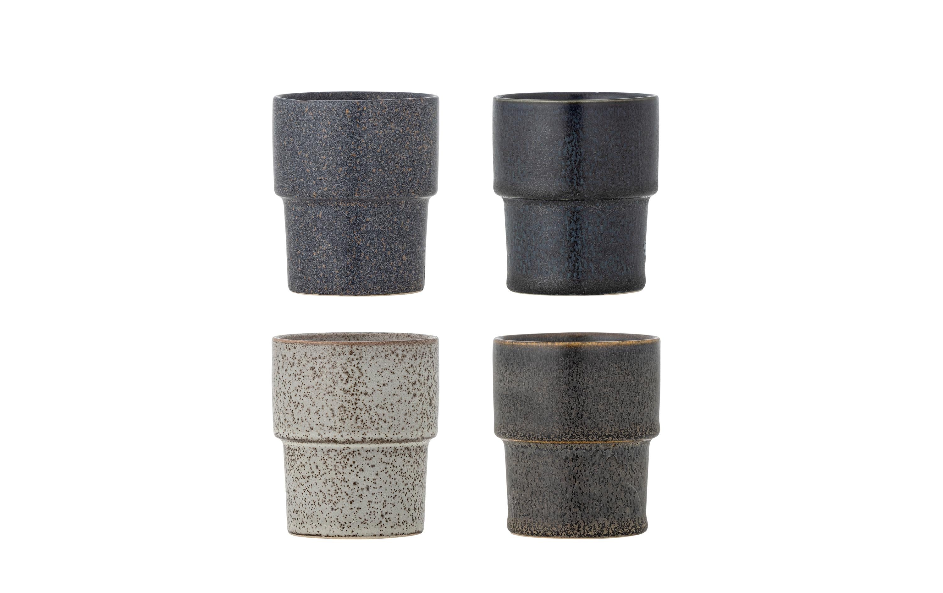 Bloomingville Tassen Ewan, 4er Set 7.5x9 cm (DxH), Steingut
