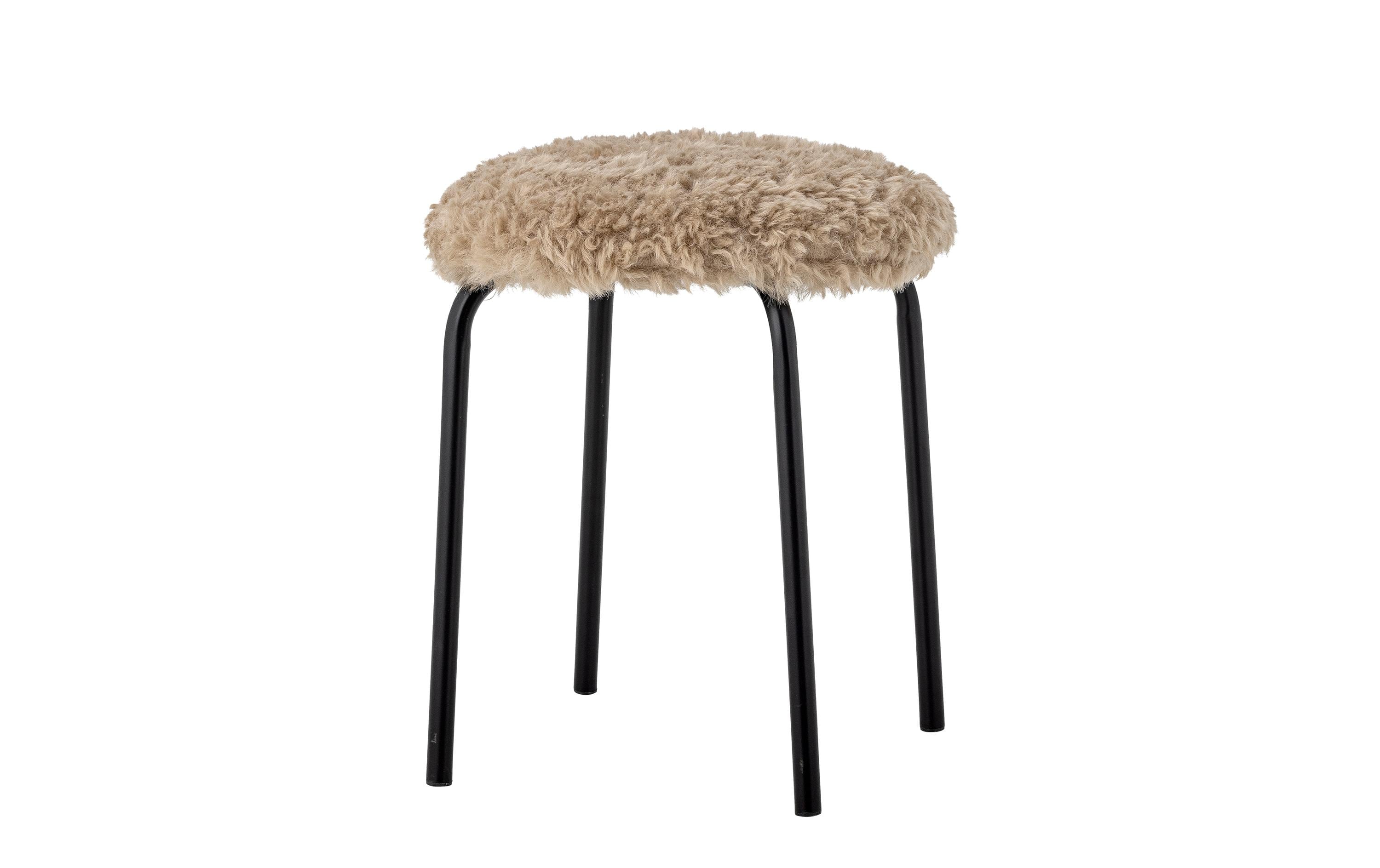 Bloomingville Hocker Linard, 43x43 cm (DxH) Braun, Polyester, Eisen, Holz