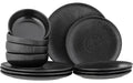 Bloomingville Geschirrset Neri,12teilig Schwarz, Steingut,17x5.5/23x2/29.5x2cm(DxH)