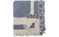 Bloomingville Wohndecke Ethan, 160x130 cm (LxB), Recycelte Baumwolle, Blau-Weiss