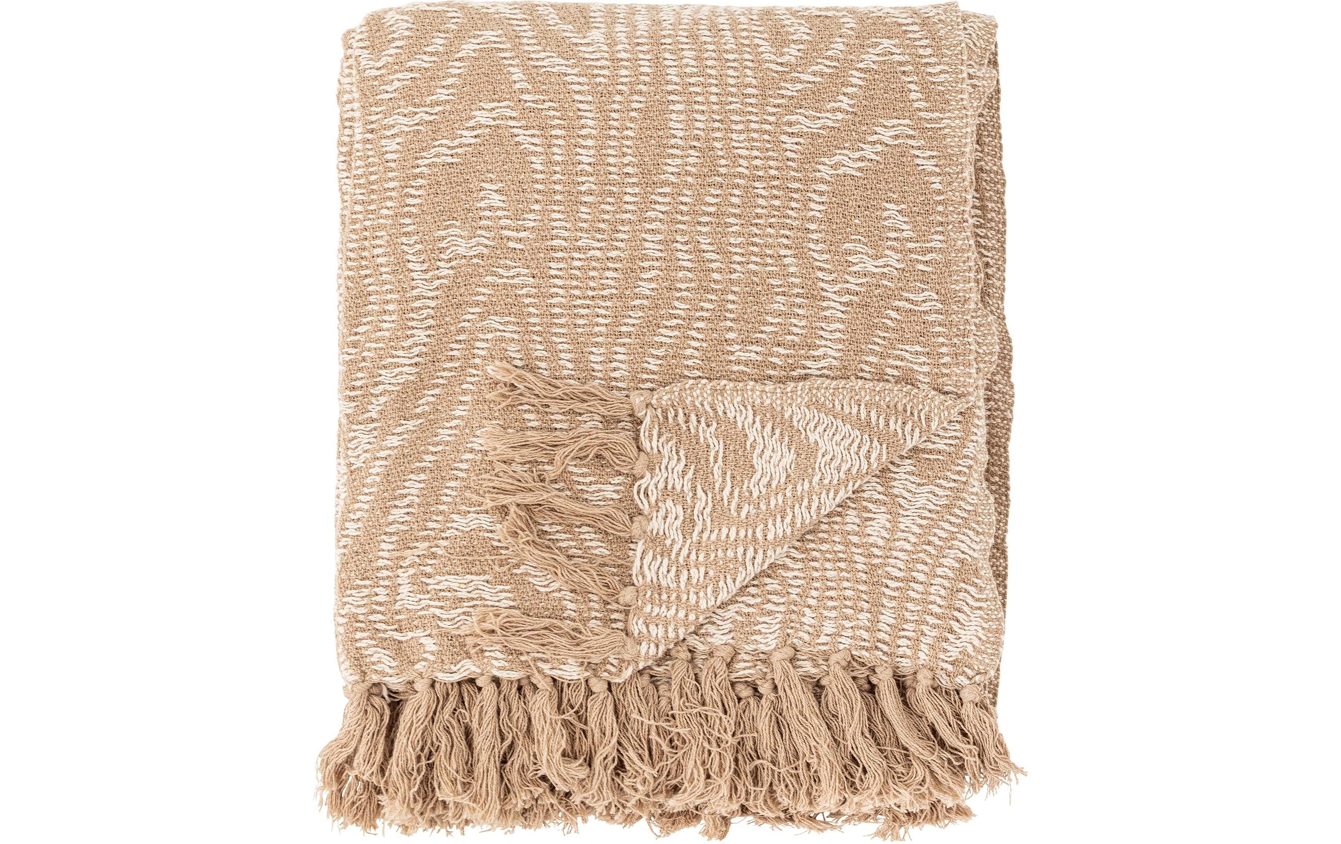 Bloomingville Wohndecke Okapi, 160x130 cm (LxB), Recycelte Baumwolle, Beige