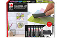 Marabu Squeegee Art Acryl Set Pastell 6x 25ml Acrylfarbe, 10x Acrylpapier, Marker