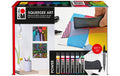 Marabu Squeegee Art Acryl Set Power 6x 25ml Acrylfarbe, 10x Acrylpapier, Marker
