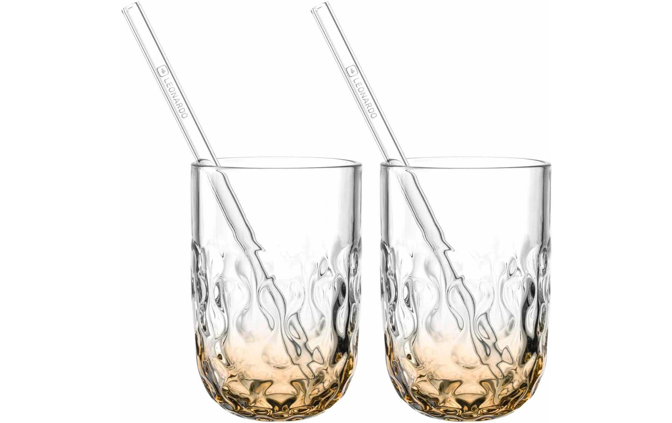Leonardo Becher Gocce Cara-Macchiato 4 tlg. 2 Stk. Gläser, 2 Stk. Trinkhalme