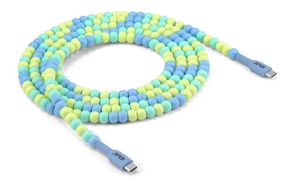 Club 3D, USB Lifestyle USB-C Perlen Kabel PD 60W 480 Mbps 2m M/M Blau