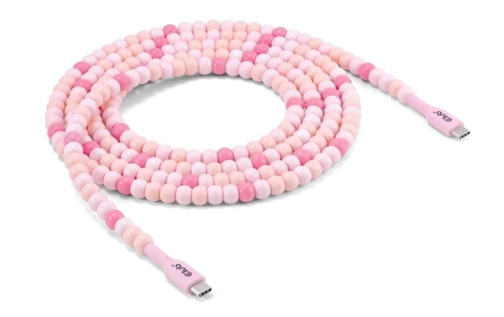 Club 3D, USB Lifestyle USB-C Perlen Kabel PD 60W 480 Mbps 2m M/M Rosa
