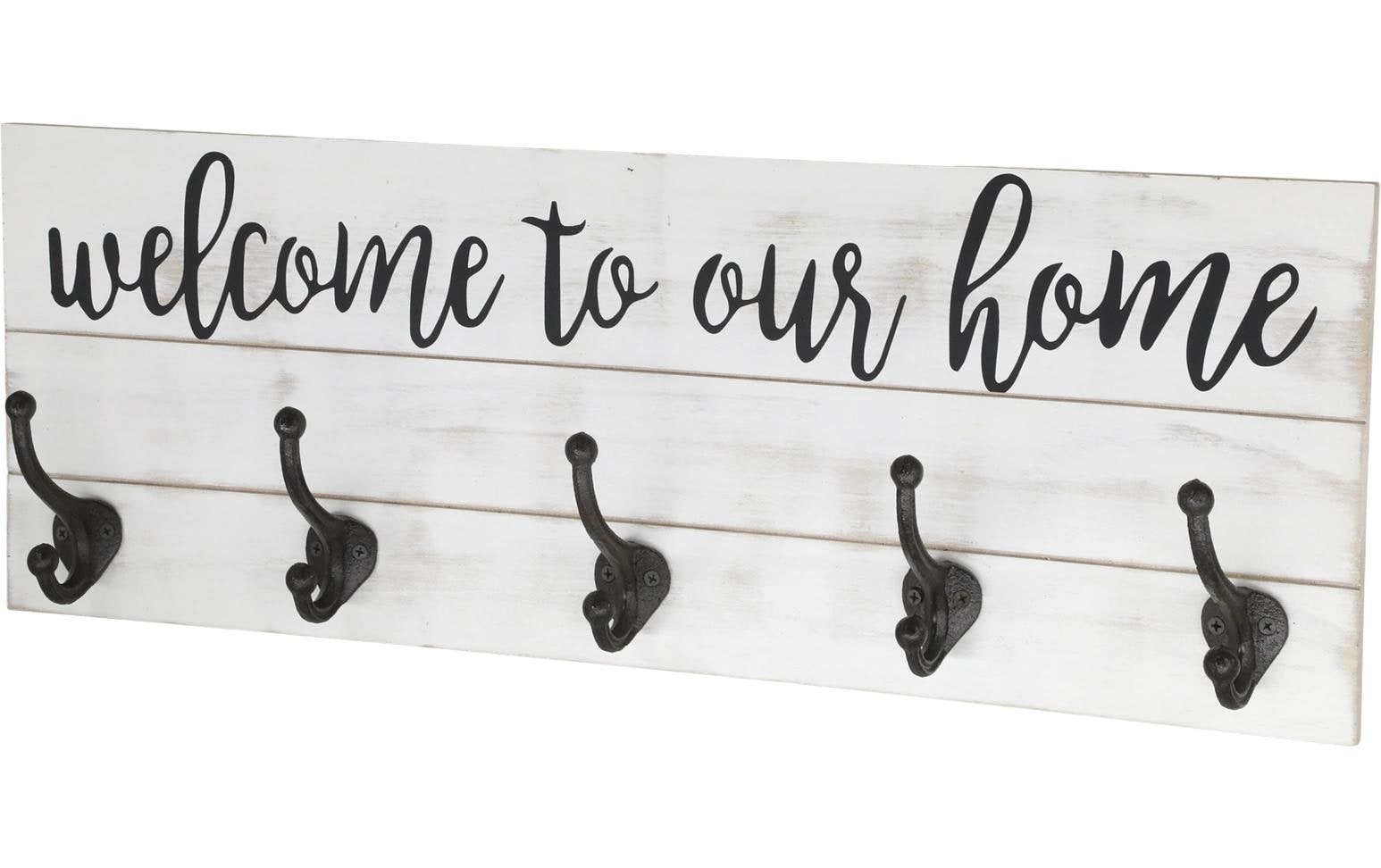 Chic Antique Kleiderhakenbrett crème welcome to our home