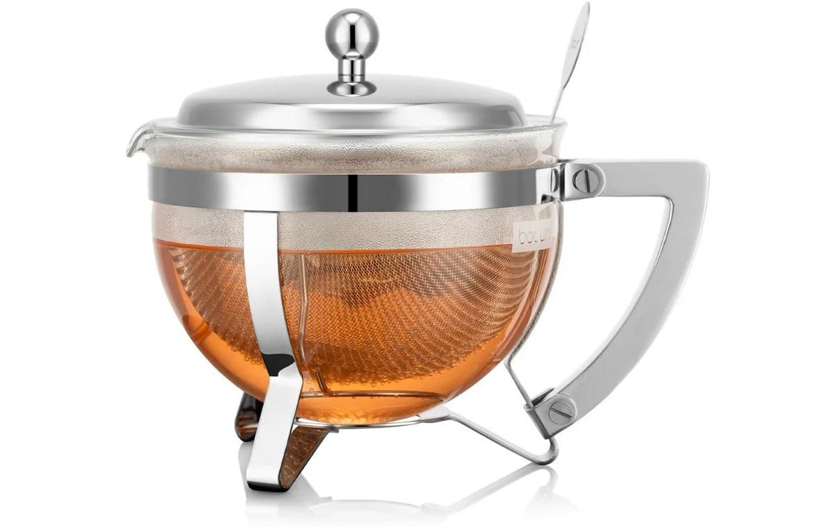 Bodum Chambord Teezubereiter m. Metallgriff Glas, verchromt, m. Edelstahlfilter, 1.0L