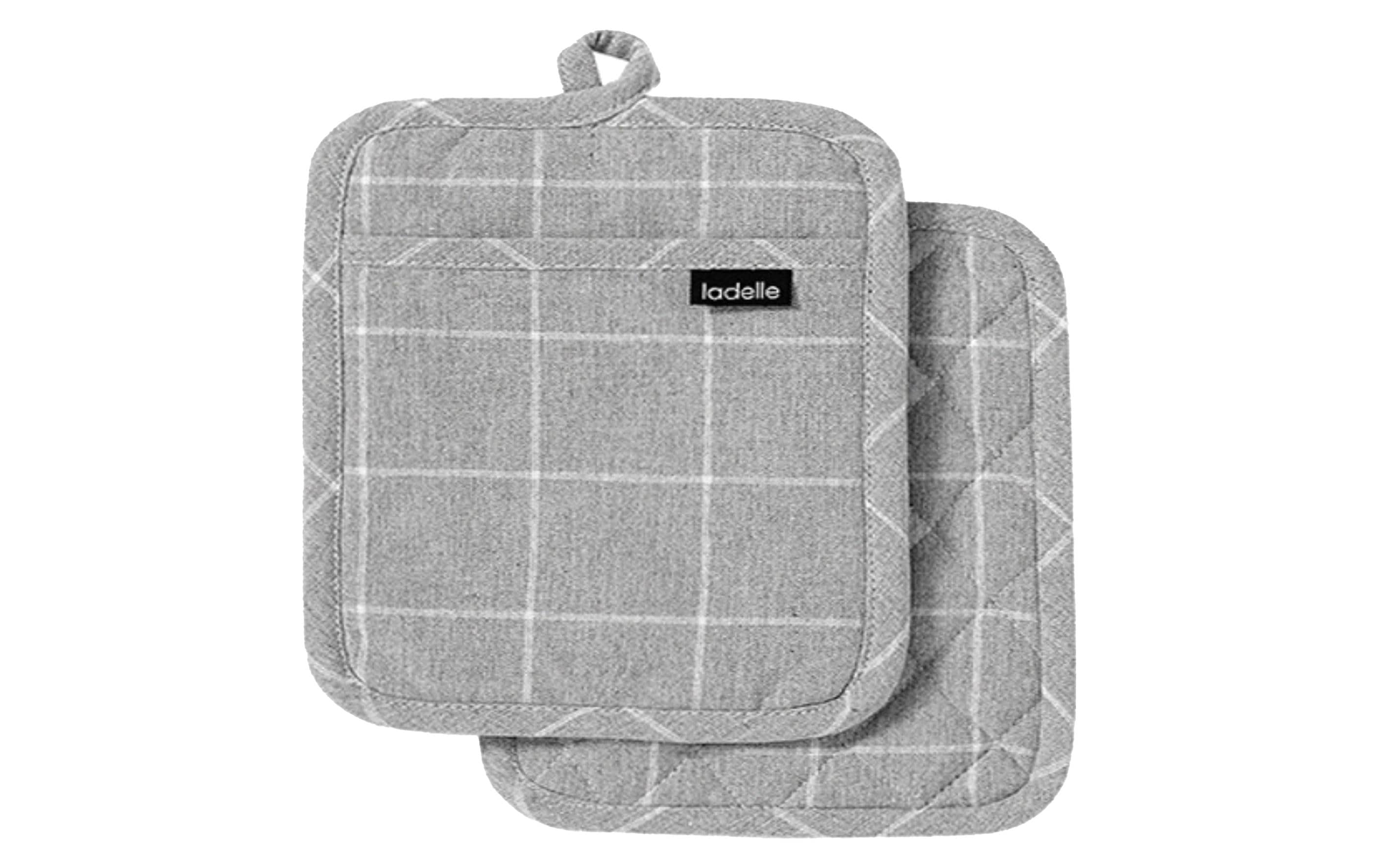 LADELLE Topflappen Eco Check grey 21x21 cm 2 Stk.