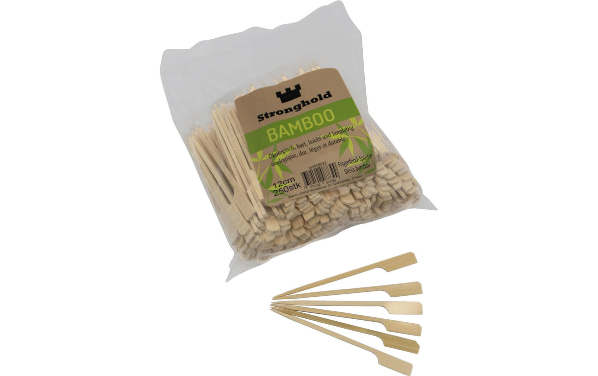 Stronghold Bambus-Spiesse mit Griff Bambus, 250 Stück, 12 cm