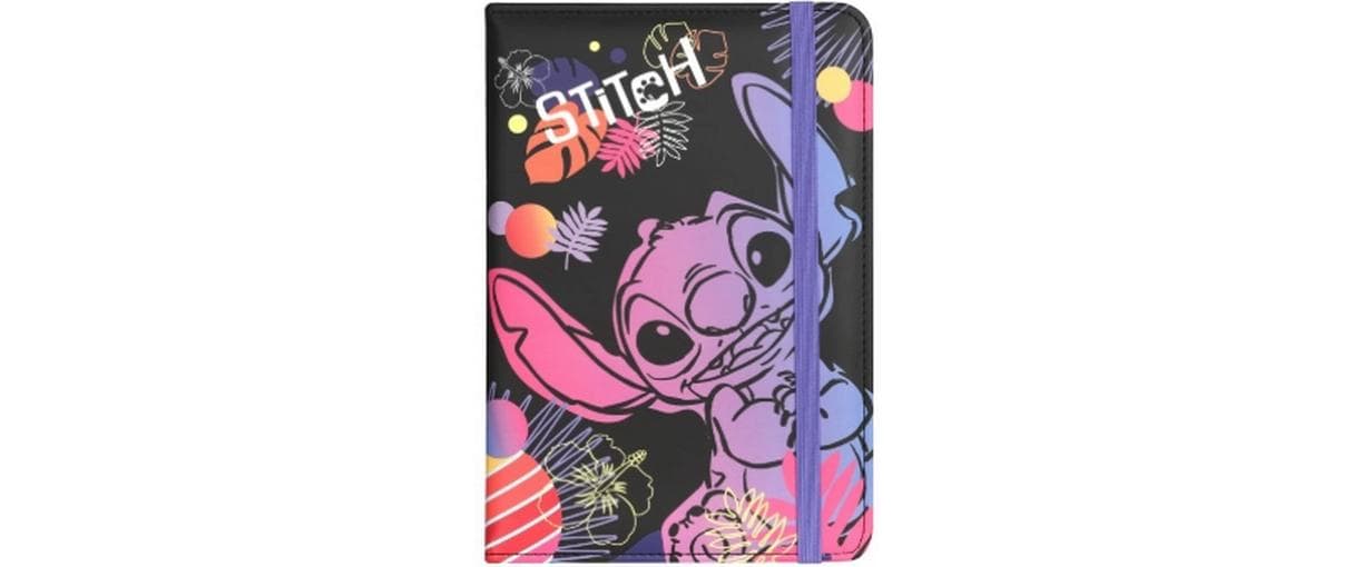 D&F Notizbuch Stitch B6, 80 Bl, liniert, farbig, Gummiband