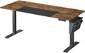 Songmics Bürotisch vintagebraun-schwarz mit Platte 160x70 cm, mit Organizer, Haken