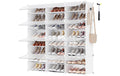 Songmics Schuhboxen bis 48 Schuhe, Weiss 124.4x31.2x124.6 cm (LxBxH), Stahl, Holz
