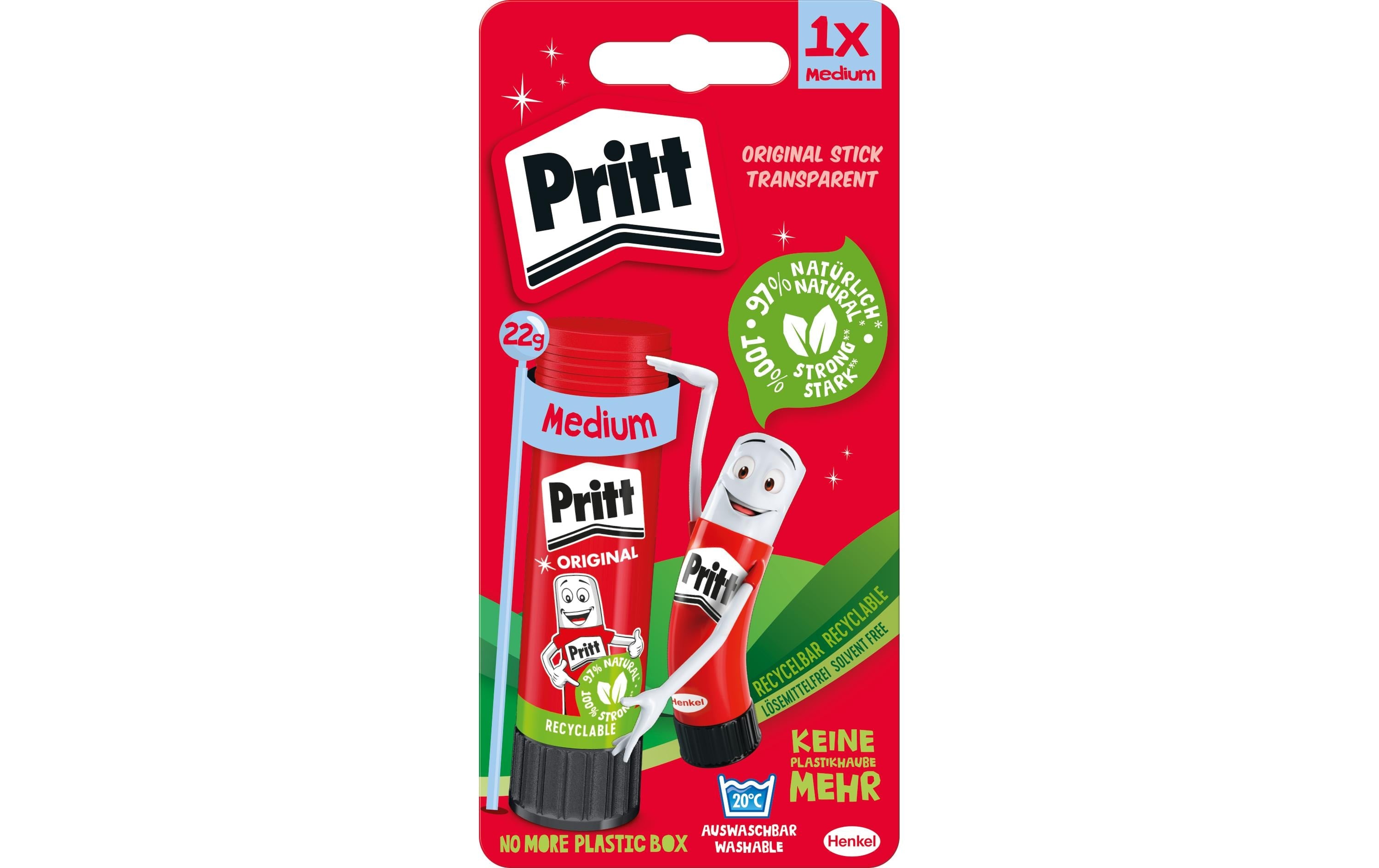 Pritt Klebestift 22g im Blister klebt Papier, Karton, Stoff, Filz, Fotos