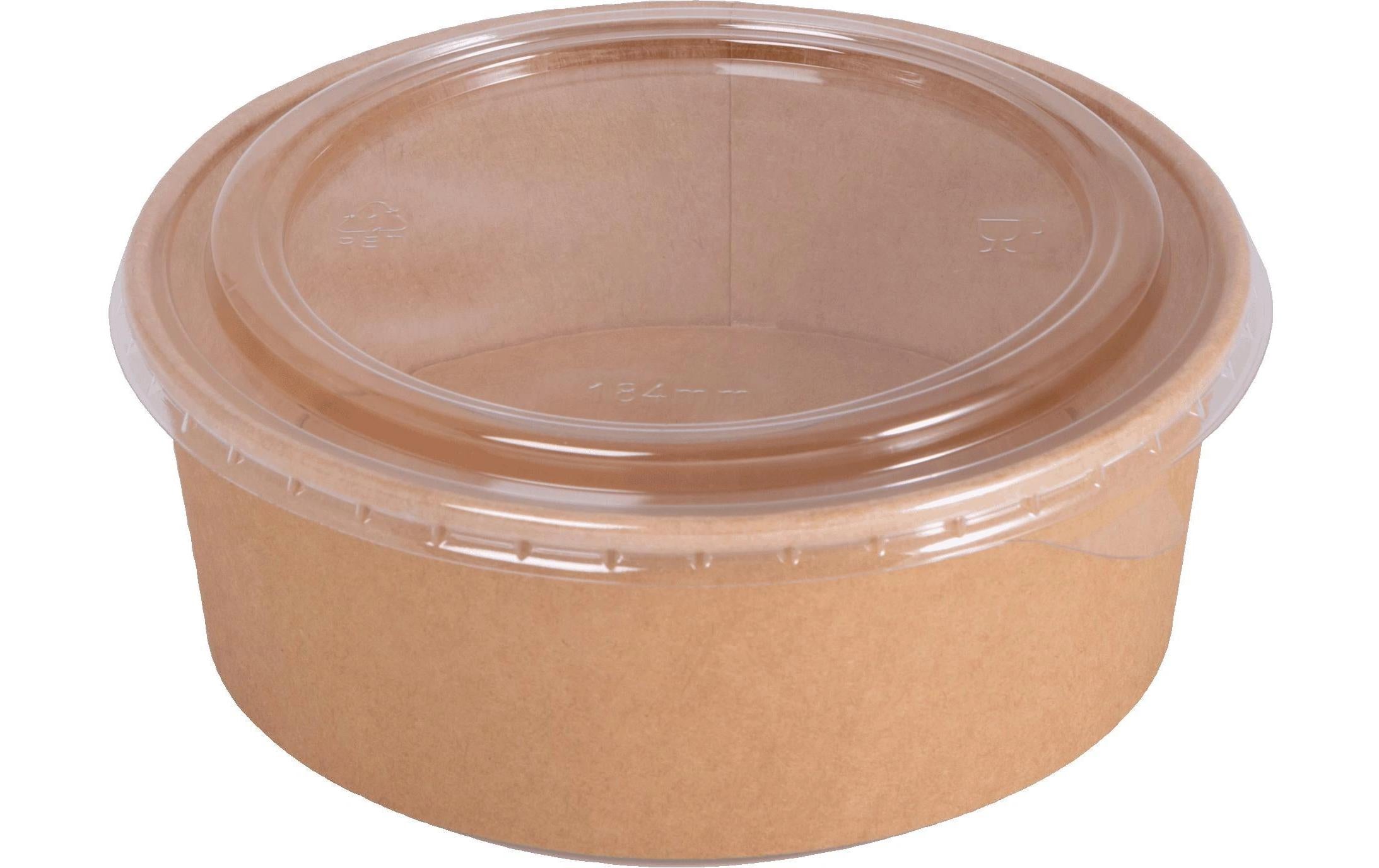ELCO Salatschale mit Deckel, 1200ml,50Stück rund, aus Karton, Braun
