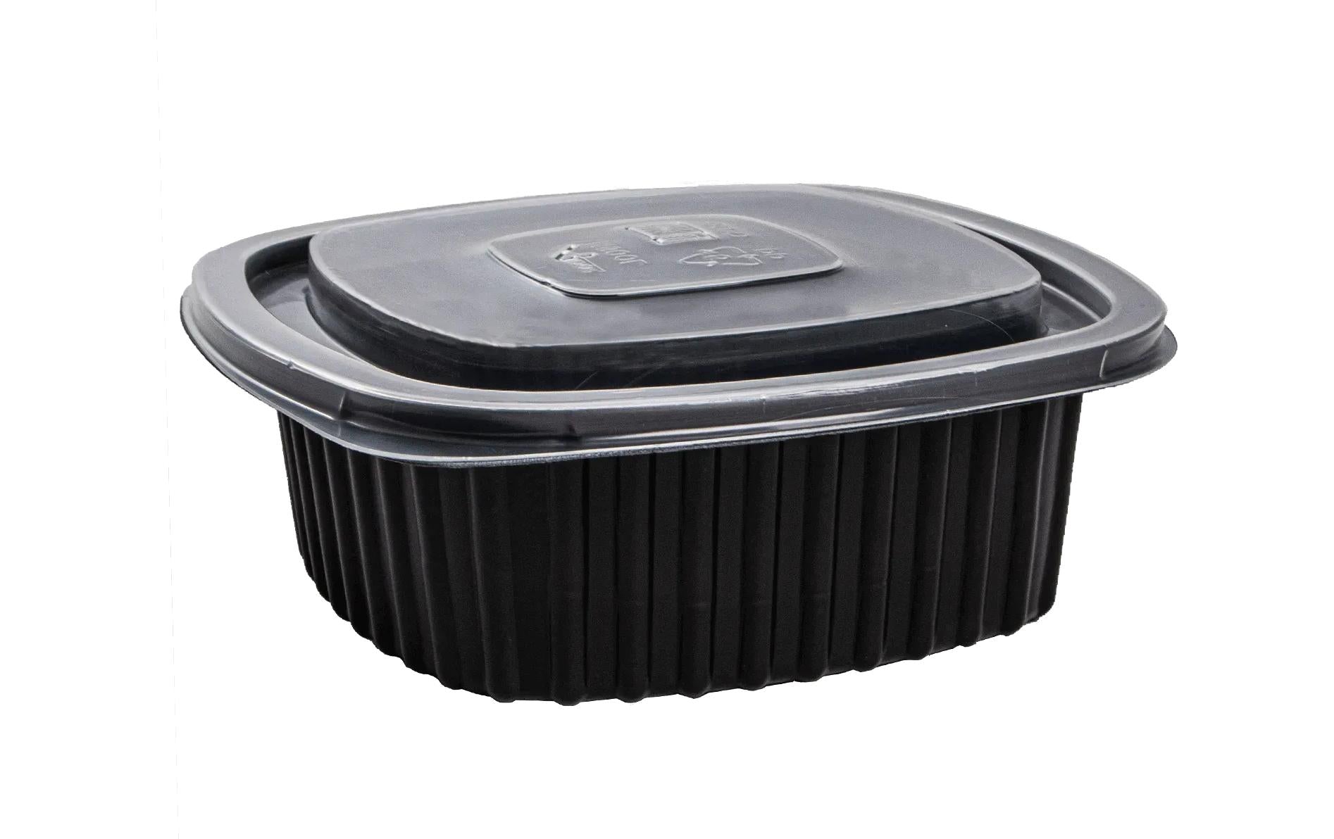 ELCO Menuschale, 375ml, 50 Stück mit Deckel, Schwarz, PP