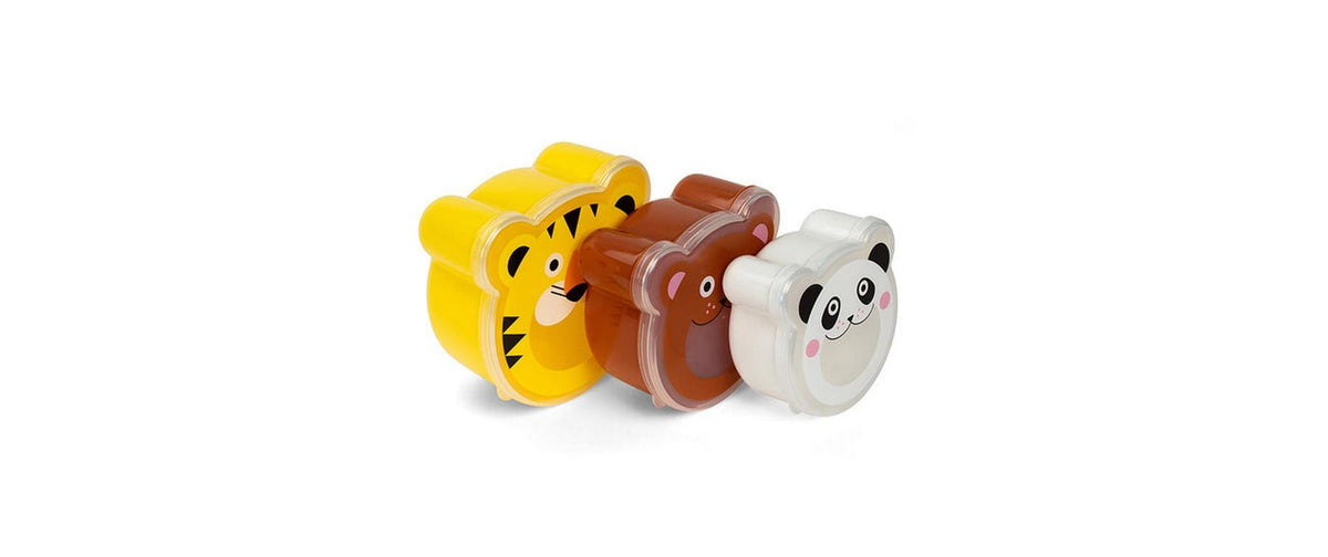 Kikkerland Snackbox Tiere 3er Set verschiedene Grössen, 13cm x 13cm x 6cm