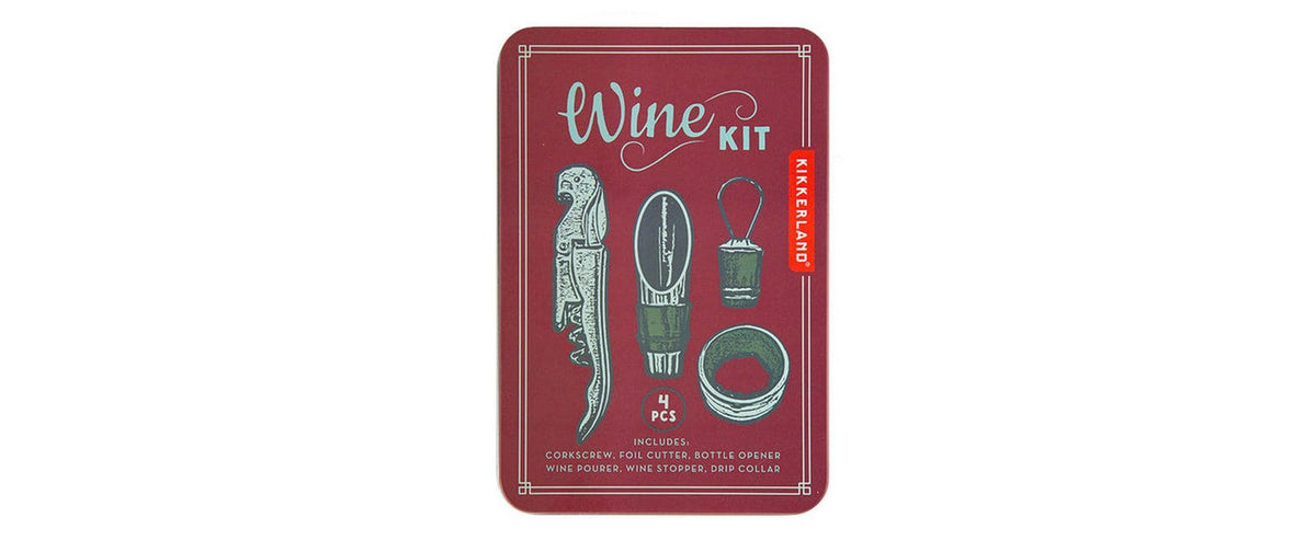 Kikkerland Wein Kit Korkenzieher,Stopfen,Ausgiesser,Tropfring