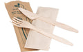 ELCO Holzbesteck 3er Set, 50 Stück Gabel-Messer-Serviette