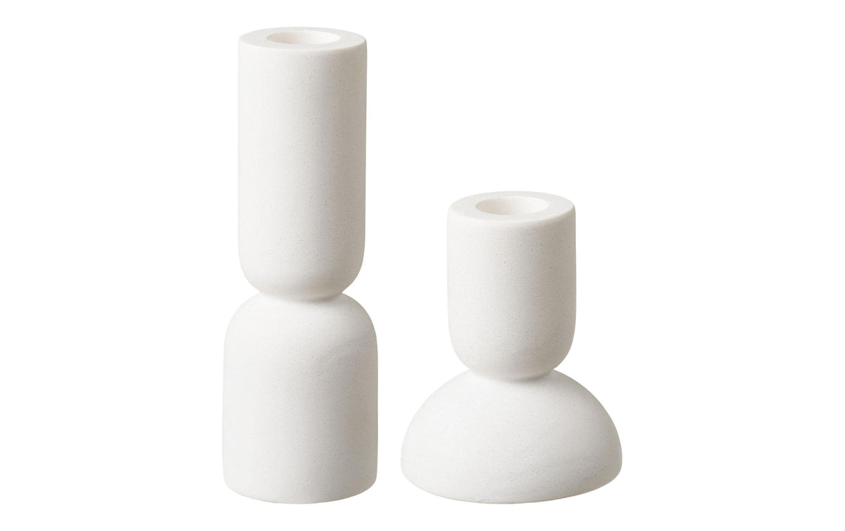 House Nordic Kerzenhalter Weiss 5x15 & 7.5x9.5 cm (DxH), Kalkstein