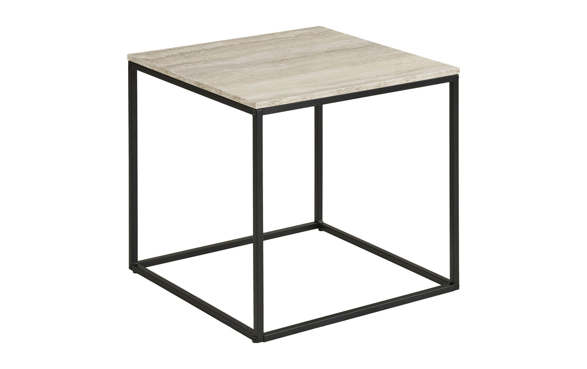 House Nordic Beistelltisch Vita, Travertin Optik,45x45x45cm (LxBxH), Stahl, Spanplatte
