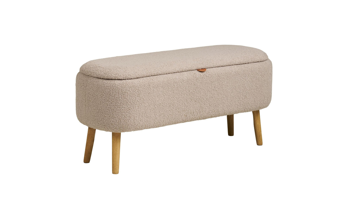 House Nordic Sitzbank Harlow, Beige mit Stauraum, 37x95x45 cm (LxBxH)