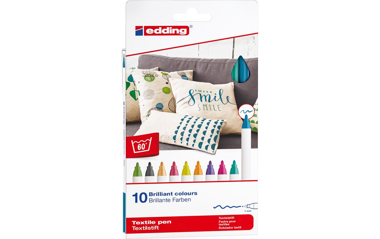 edding Textilstift 4600 E-10 Fun Col 10-er Set, assortiert, 2-3mm