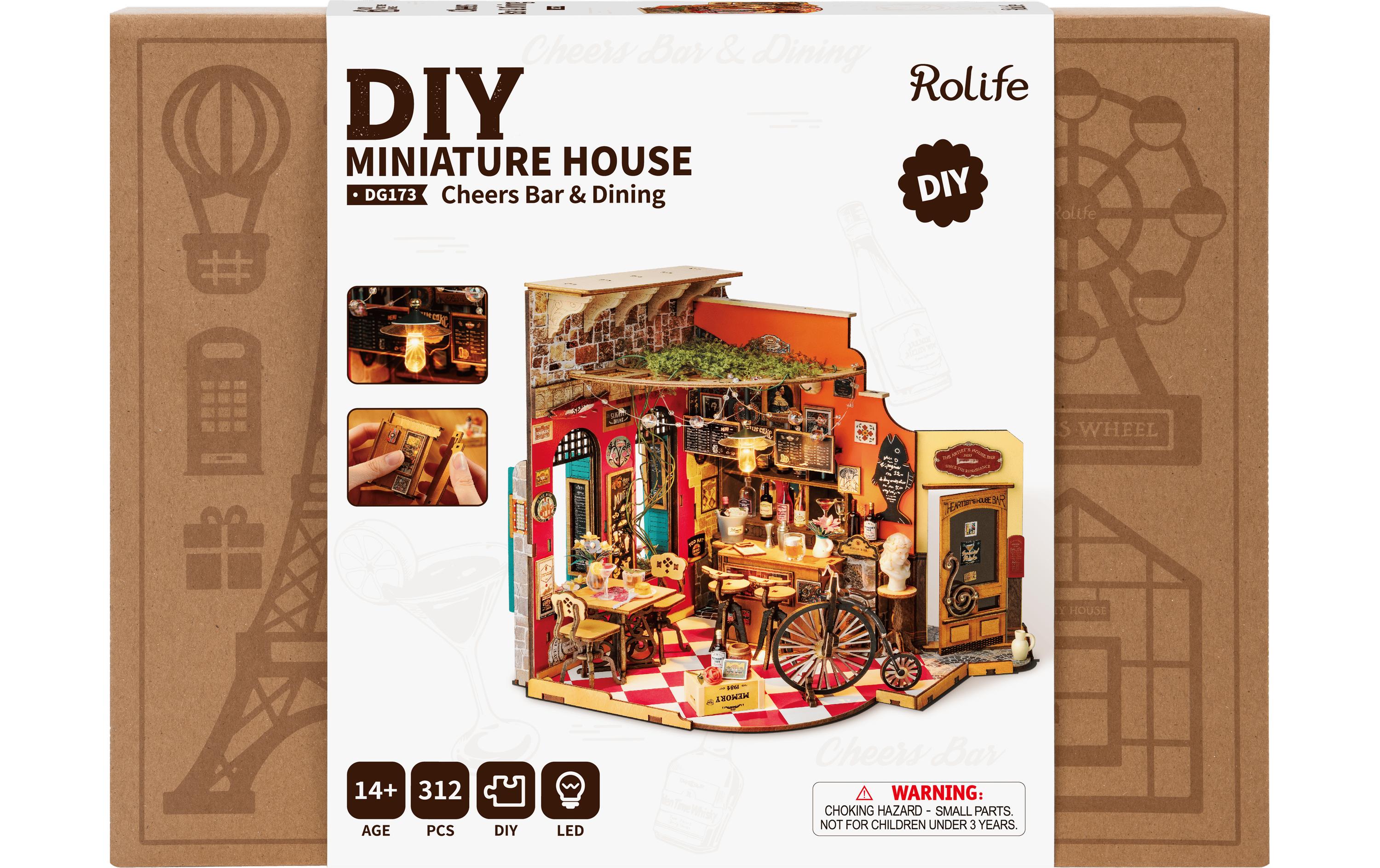 Robotime Cheers Bar & Dining 3D-Puzzle aus lasergeschnittenen Holzteilen