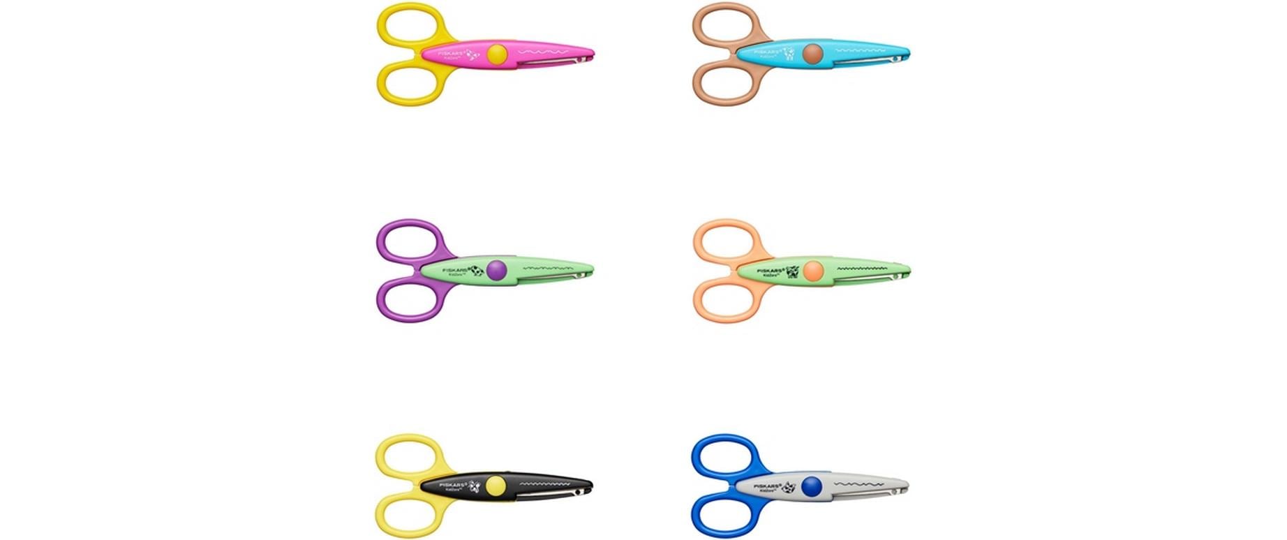 Fiskars Kinder Dekorscheren 6-er Set rechts u. links, 4+, inkl. Taschen
