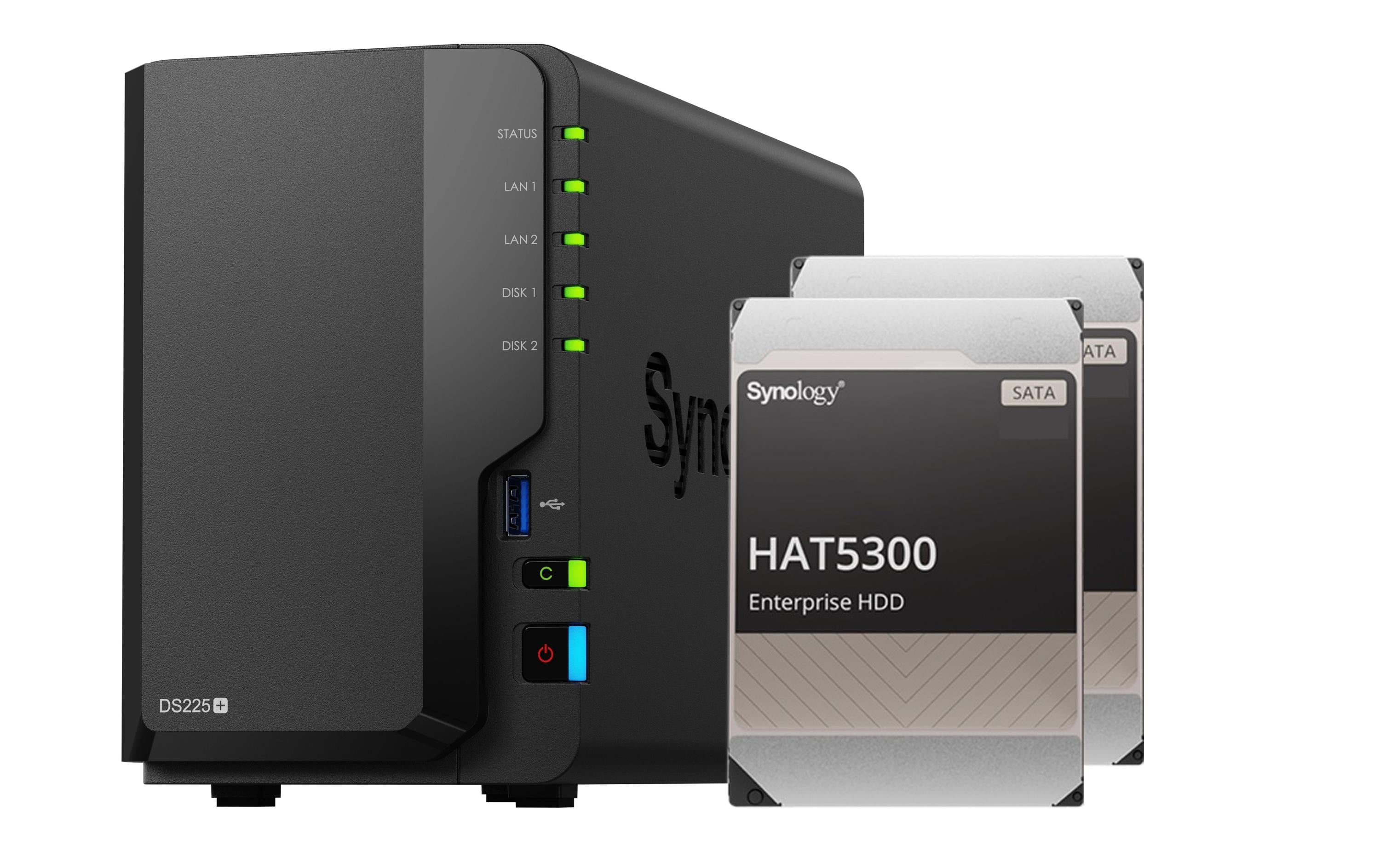 Synology DS225+, 2-bay NAS inkl. 2x 8TB HDD Synology Ent. HAT53x