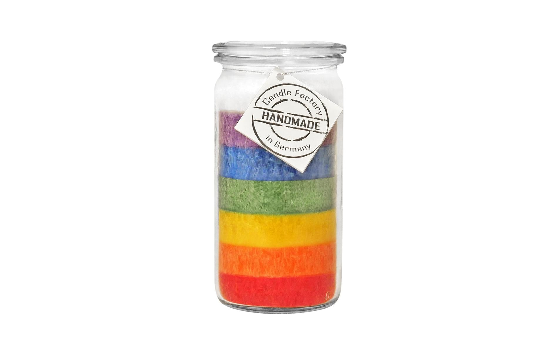 Candle Factory Mini Jumbo Regenbogen Brenndauer 70h, H: 13.5 cm, D: 7 cm