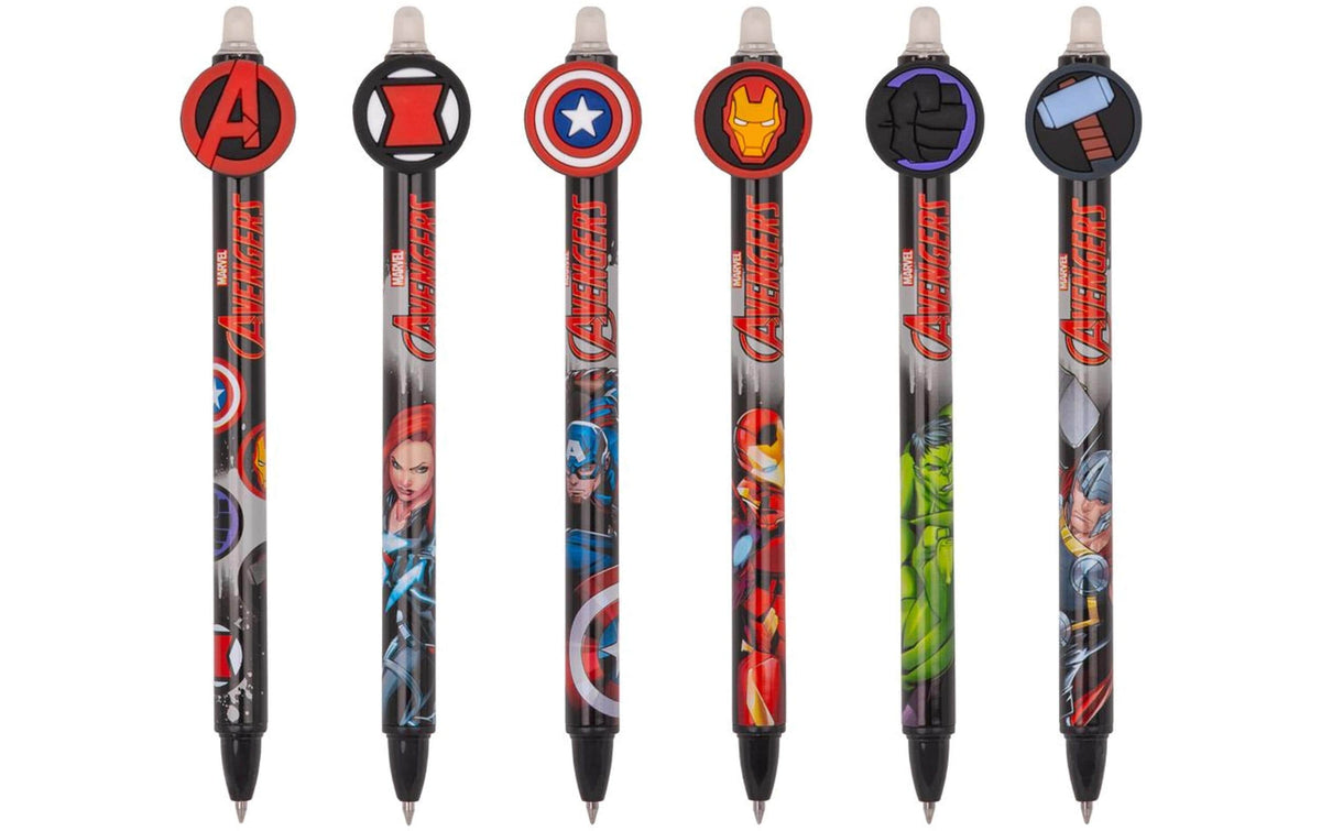 D&F Gelschreiber Radierbar Avengers 0.5mm Blau, 6-fach ass. schwarz, 1 Stk