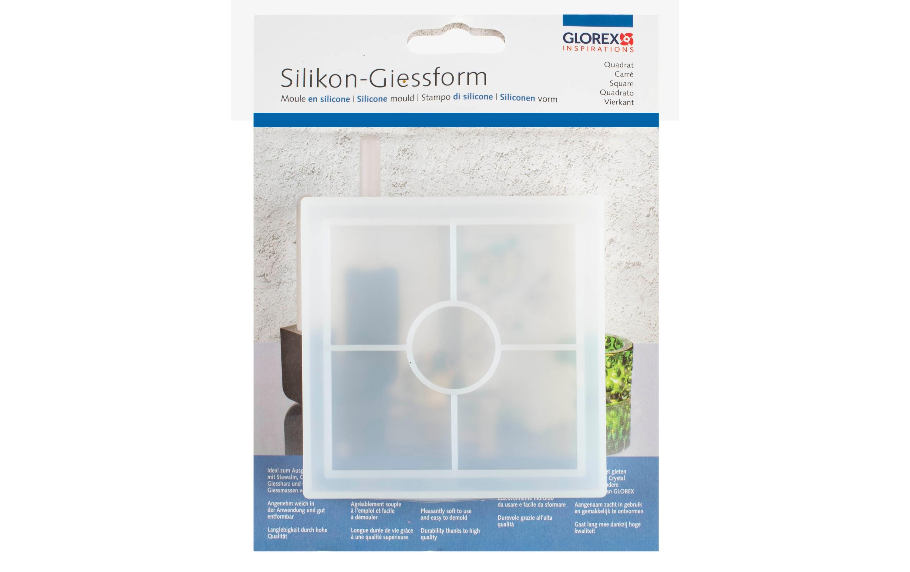 Glorex Silikongiessform Quadrat, 10 x 10 x 1.8 cm