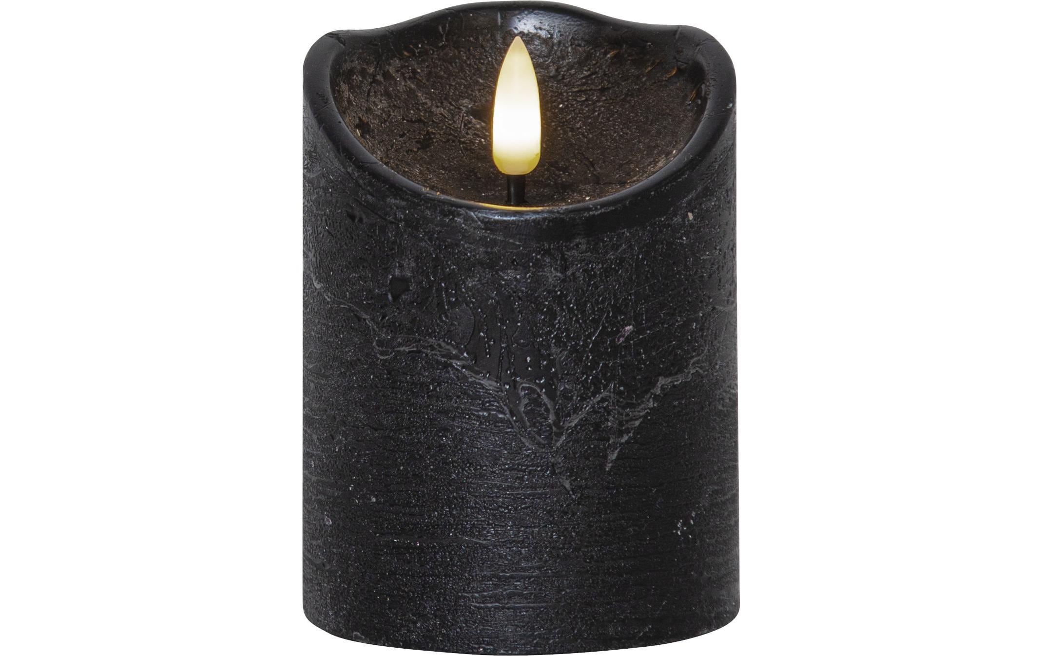 Star Trading LED Pillar Kerze Flamme Rustic 0.02W, IP20, Timer, Schwarz