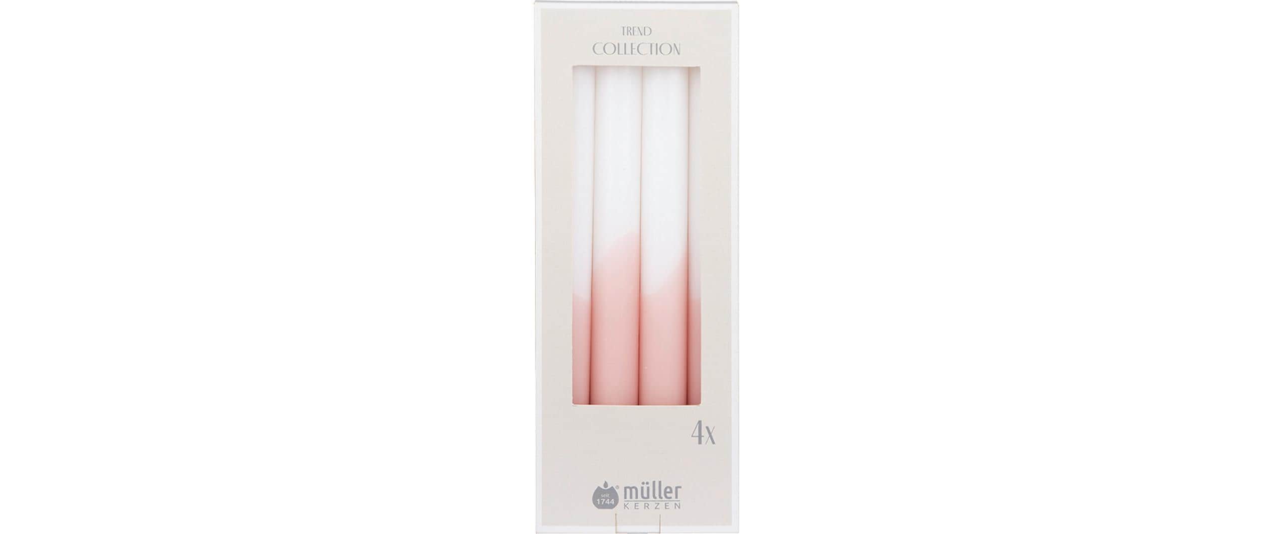 Müller Stabkerzen, 4er Set Rosa-Weiss, 24.5x22 cm(HxD)
