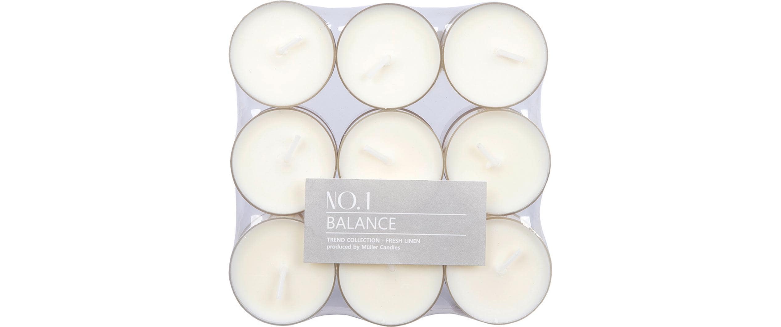 Müller TeelichterBalance,18 Stück Duft Fresh Linen