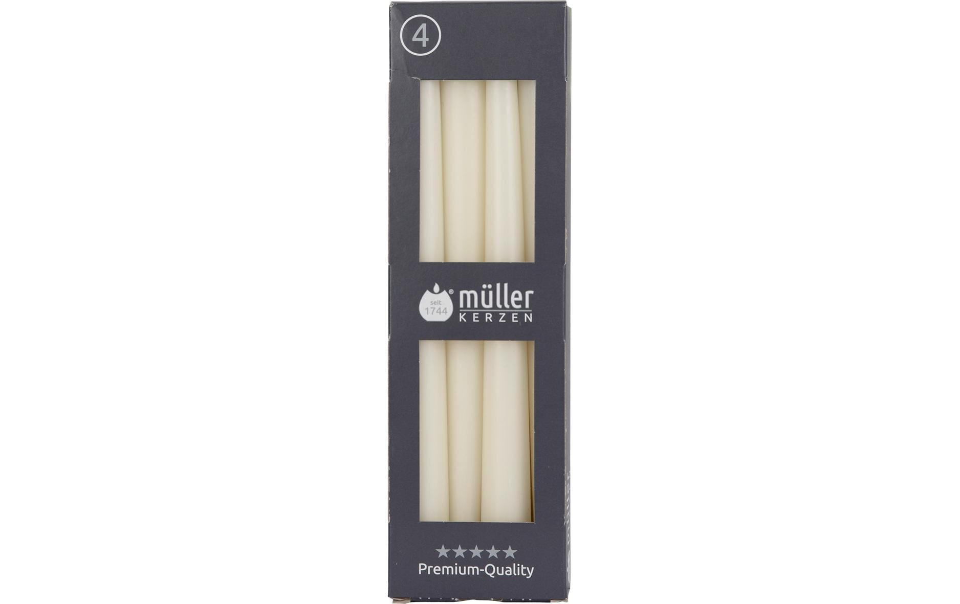 Müller Spitzkerzen glatt,  4 St. Vanille, 24.5x2.2 cm (HxD)