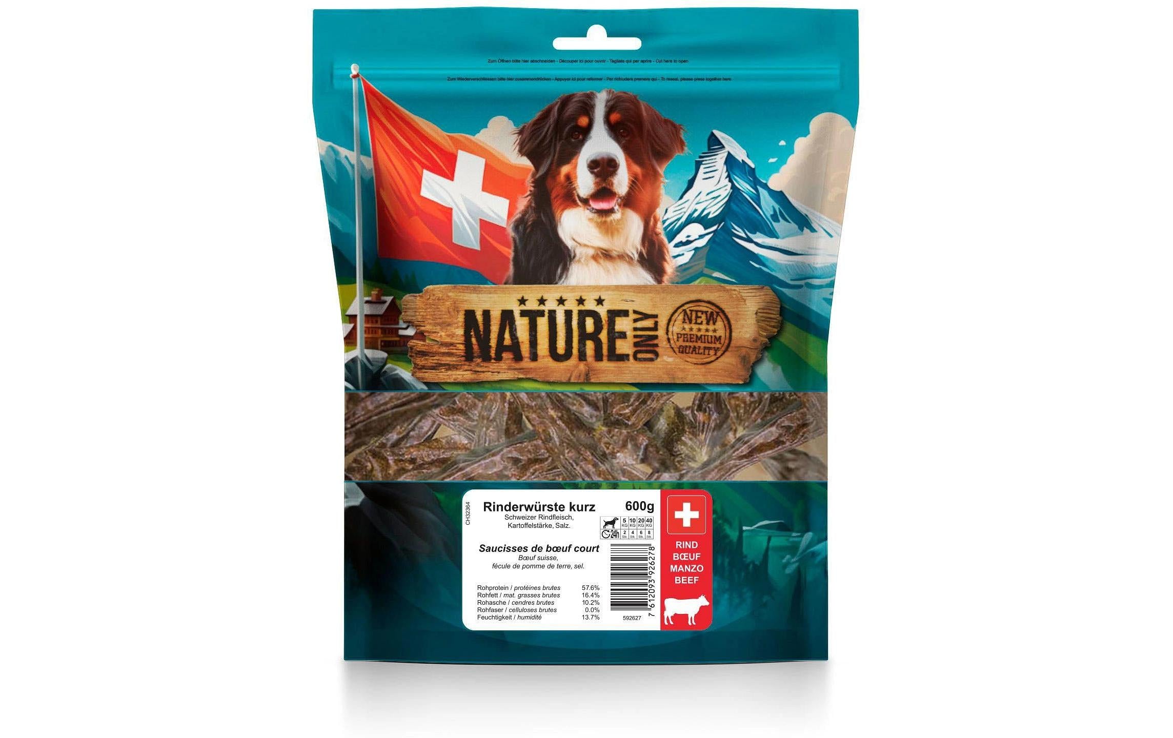NatureOnly Rinderwürste kurz 600g