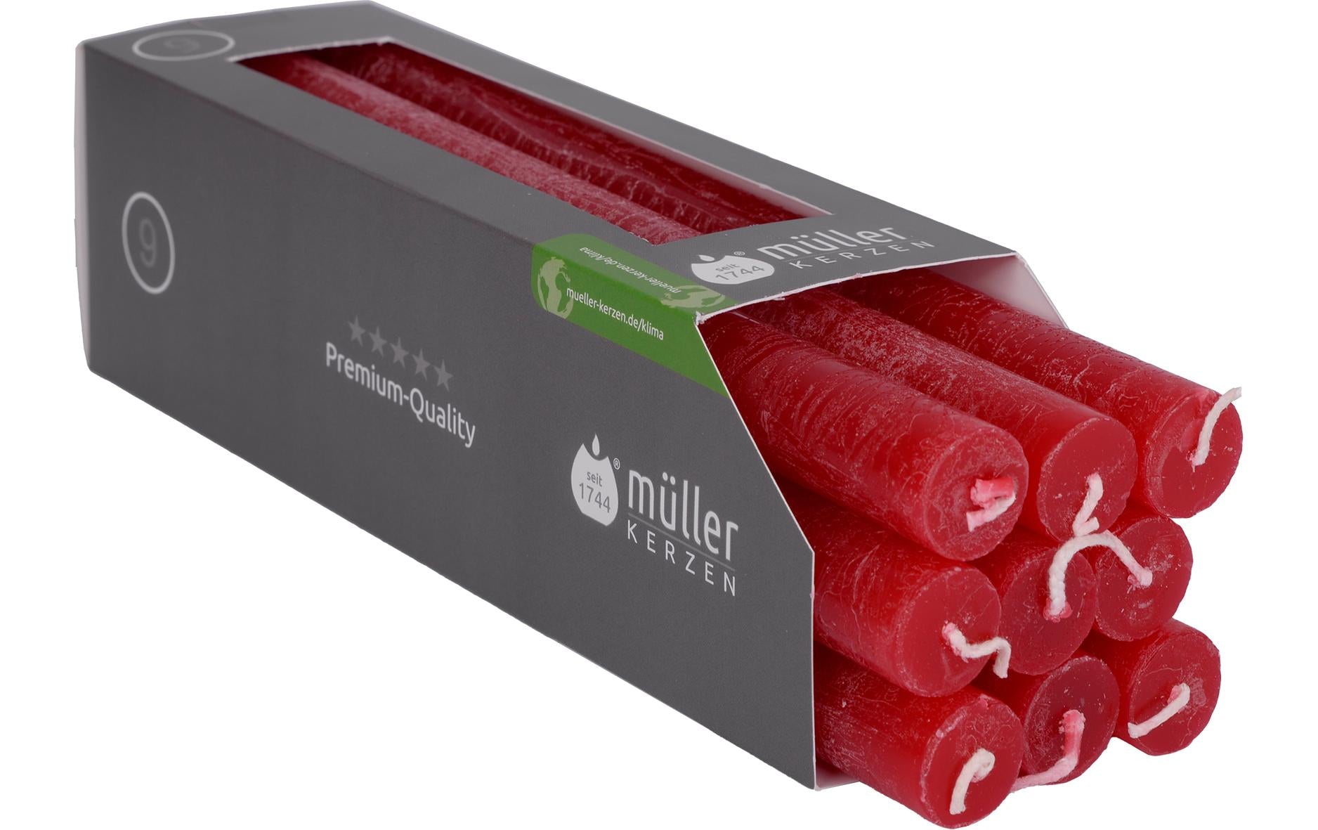 Müller Stabkerzen Polar, 9 St. Rot, 25x2.2 cm (HxD)
