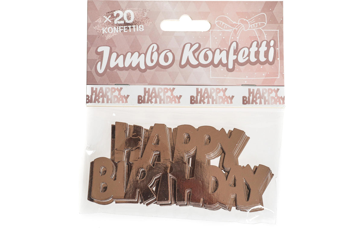 Trendcompany Konfetti Happy Birthday, 7.5 x 10 cm, rosegold