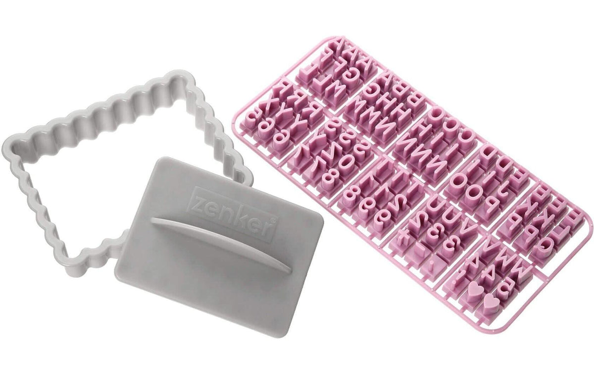Zenker Ausstecher Set Buchstaben 3 tlg. Ausstecher, Prägestempel, rosa/grau