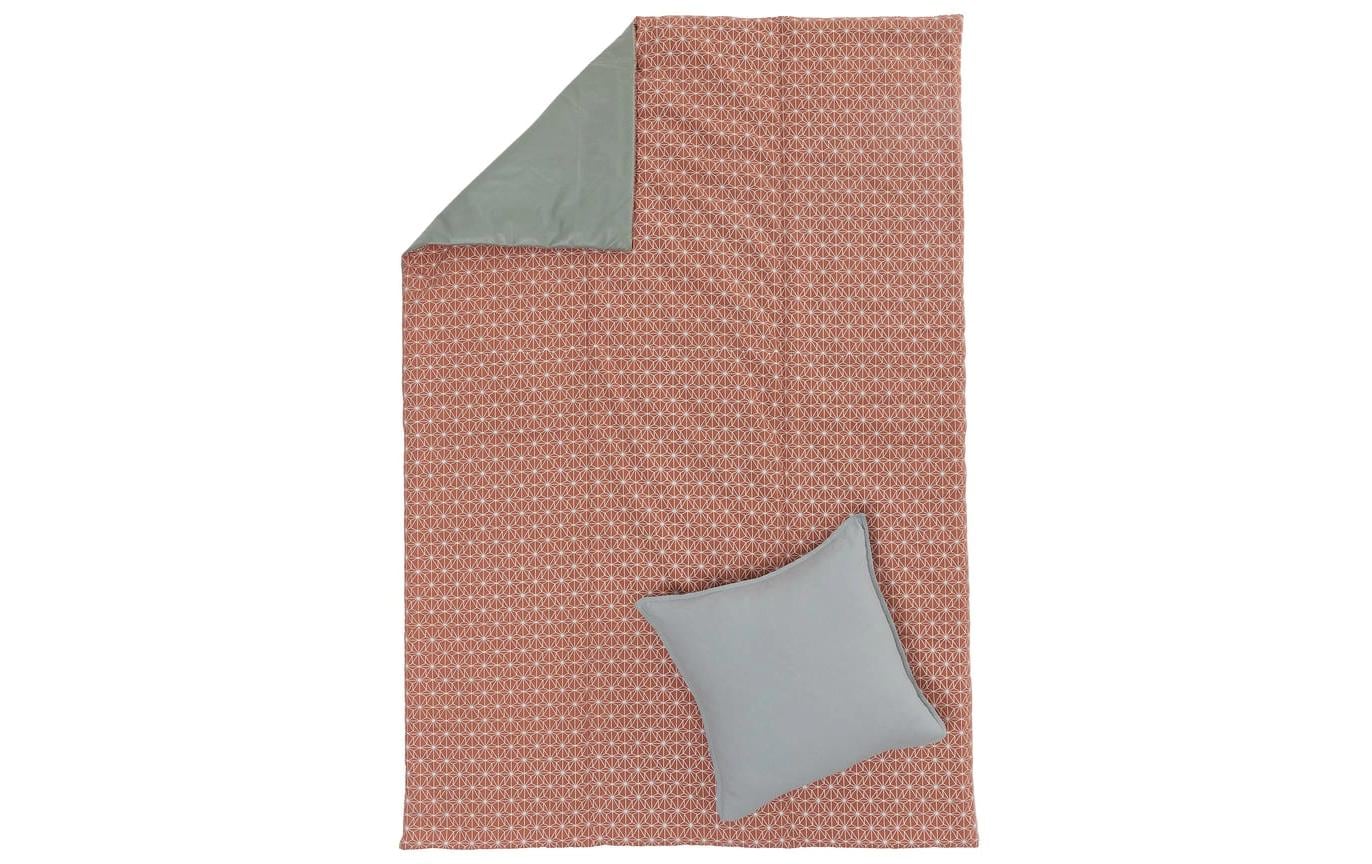 URBANARA Picknickdecke 190x130cm Ankisa terrakotta/weiß/salbeigrün