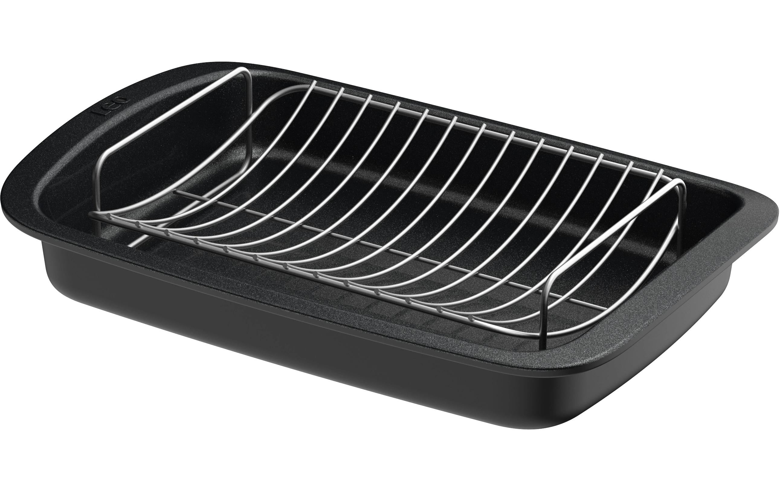 BergHOFF Bräter Antihaft Leo Graphite 42x28cm, hersausnehmbaren Rost